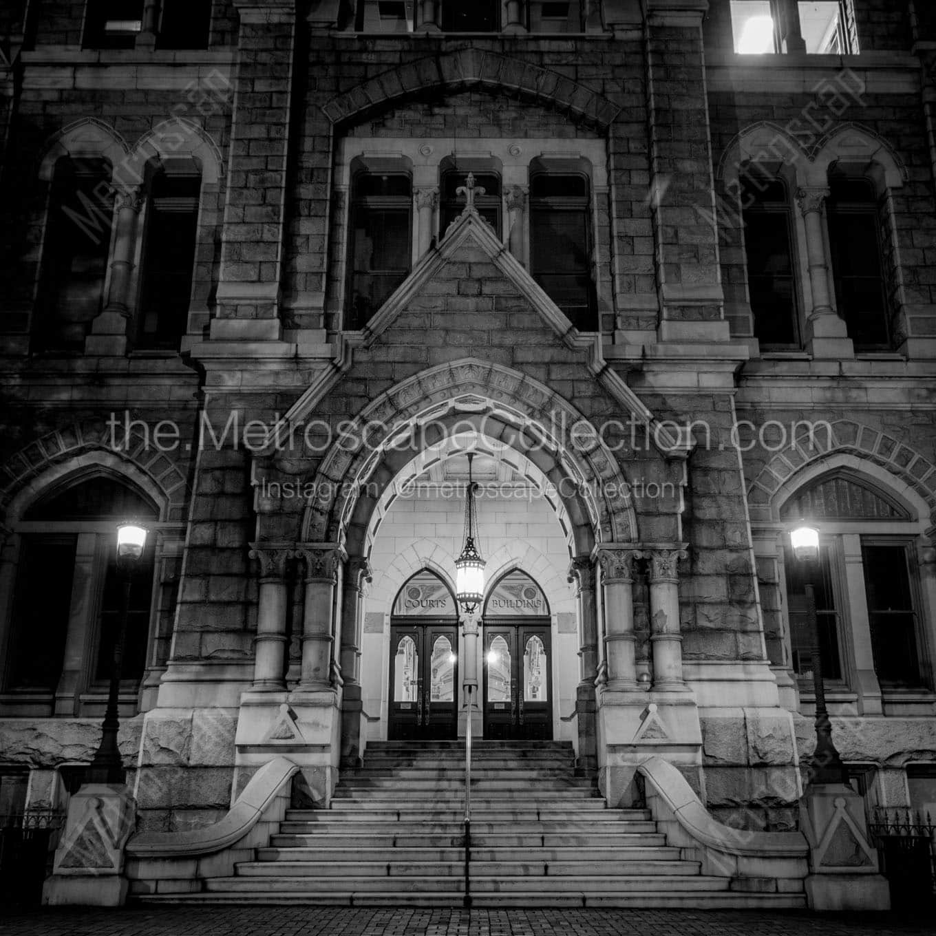 old richmond city hall building at night Black & White Wall Art