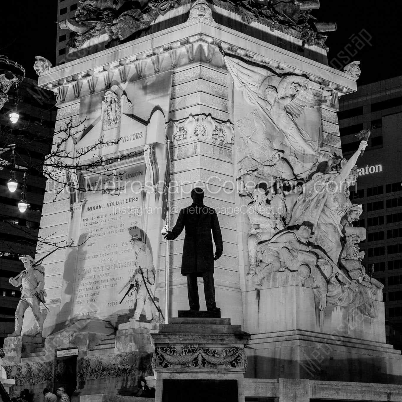 oliver morton statue monument circle Black & White Office Art