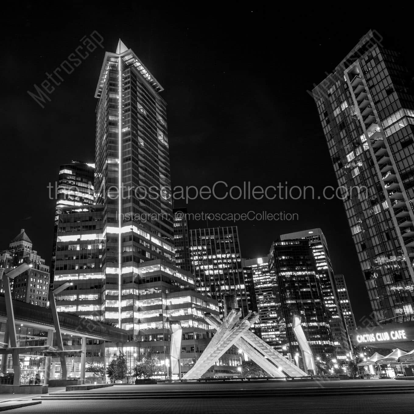 olympic cauldron poole plaza at night Black & White Office Art