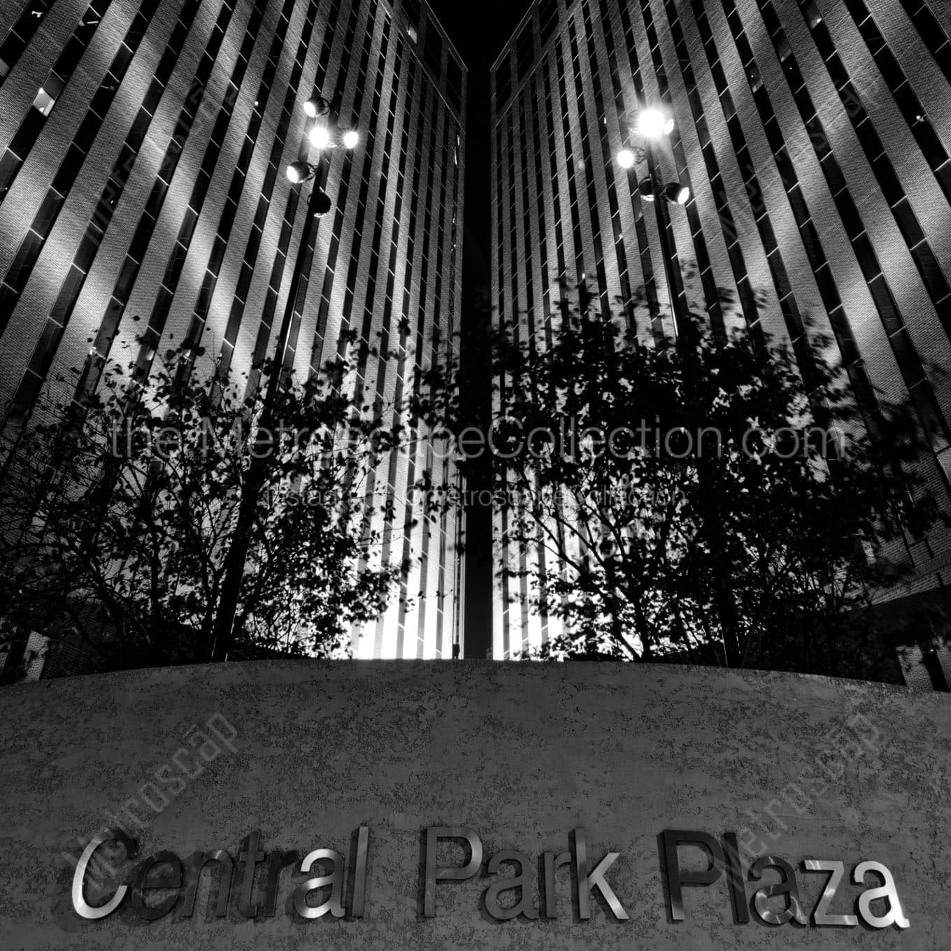 omaha central park plaza Black & White Wall Art