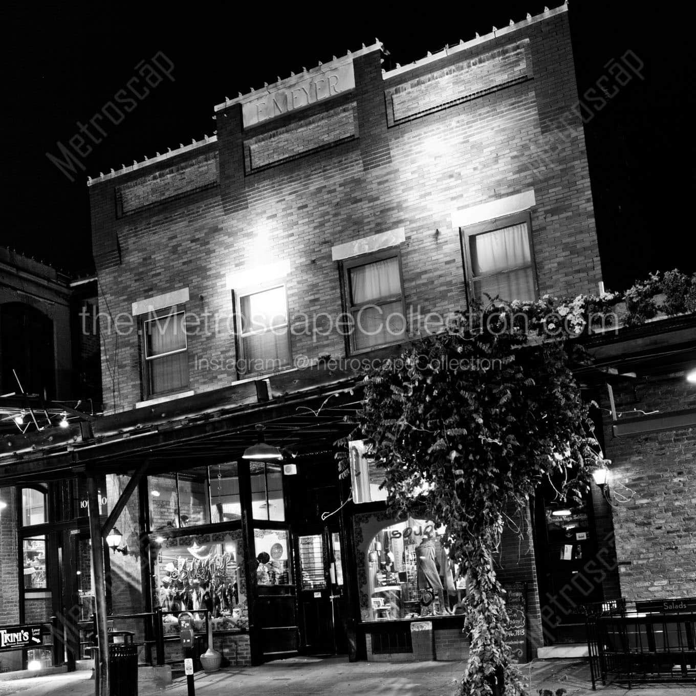 omaha old market district Black & White Wall Art