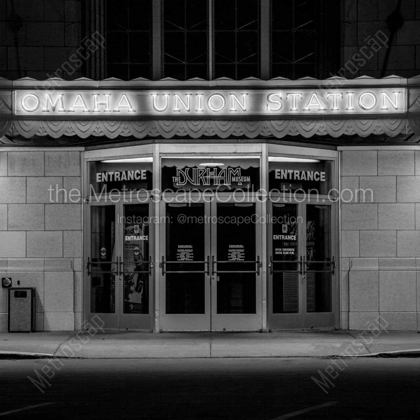 omaha union station durham museum Black & White Wall Art