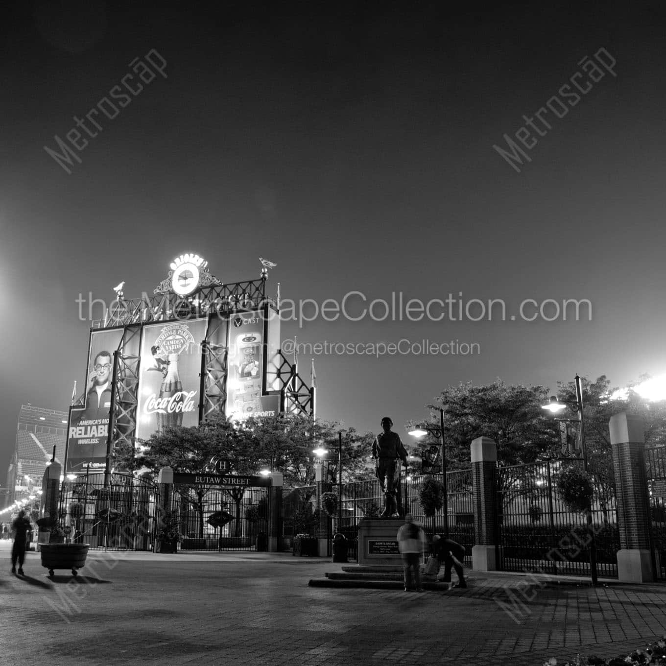 oriole park camden yards eutaw street night Black & White Office Art