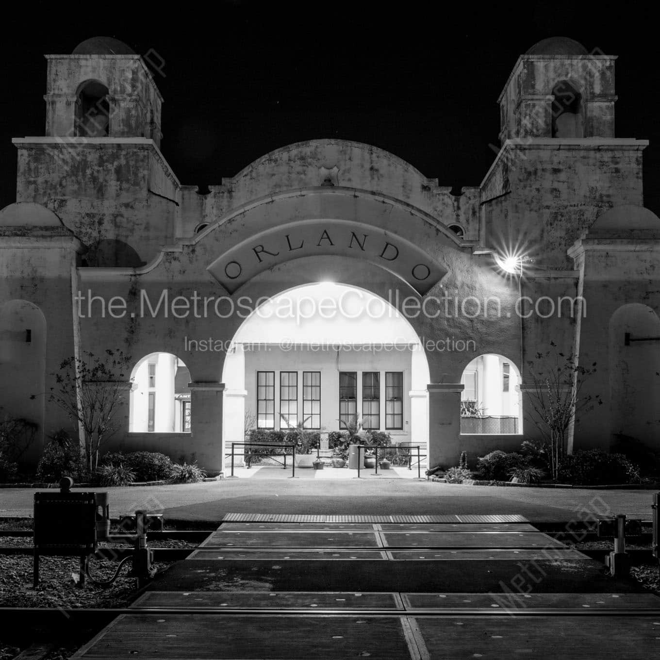 orlando amtrak station at night Black & White Office Art