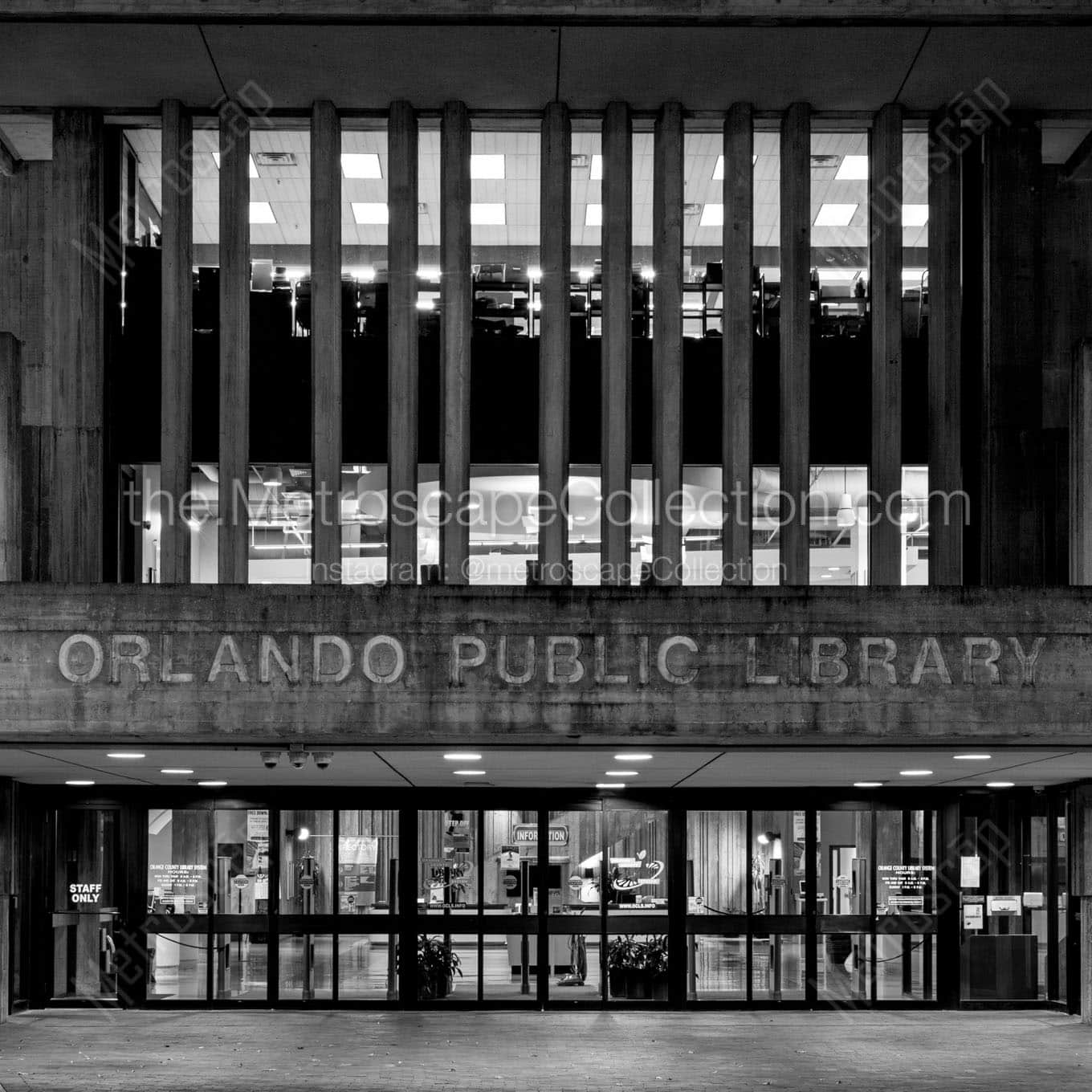 orlando public library at night Black & White Office Art