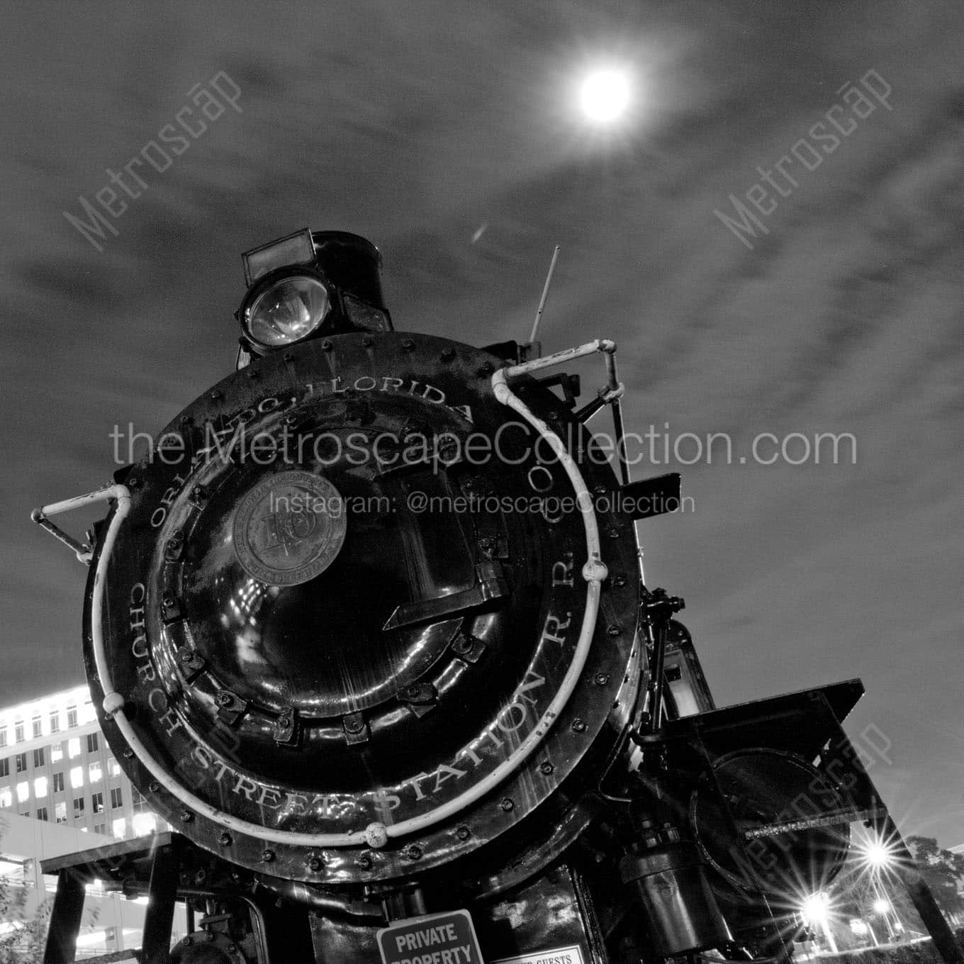 orlando train at night Black & White Office Art