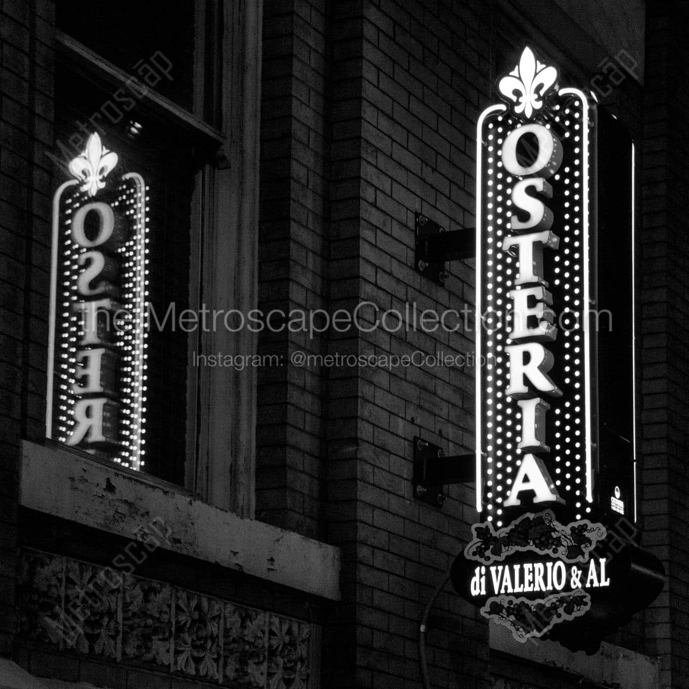 osteria warehouse district Black & White Office Art