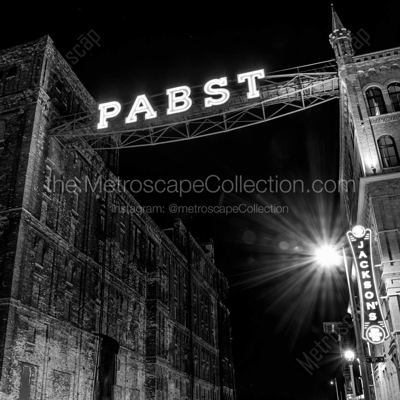 pabst brewing sign at night Black & White Office Art