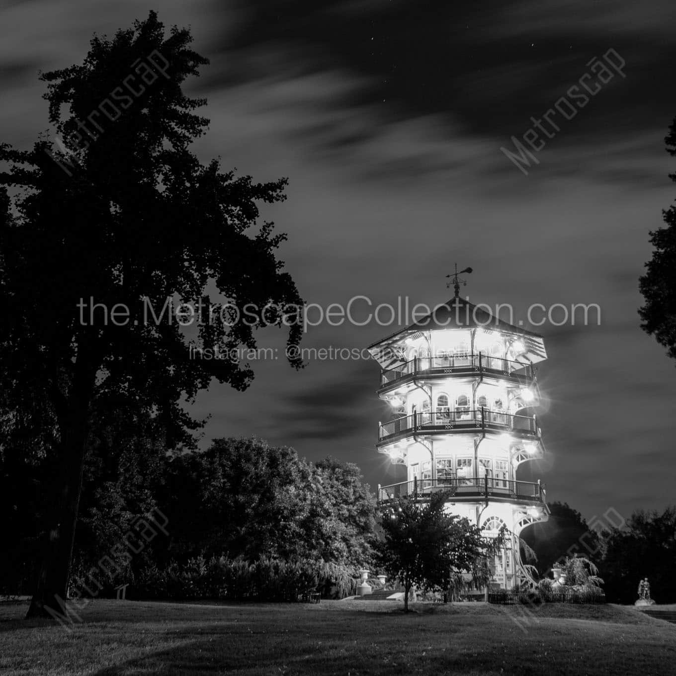 pagoda patterson park Black & White Office Art