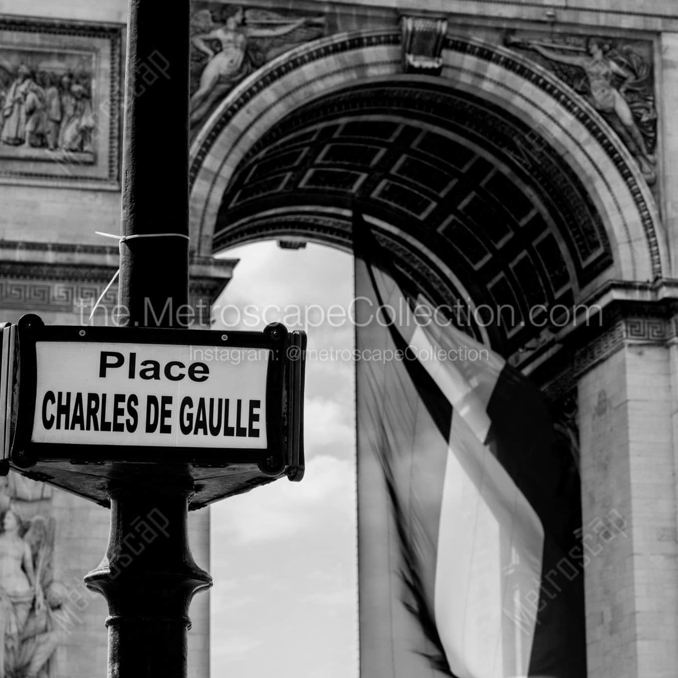 palace charles de gaulle sign Black & White Office Art