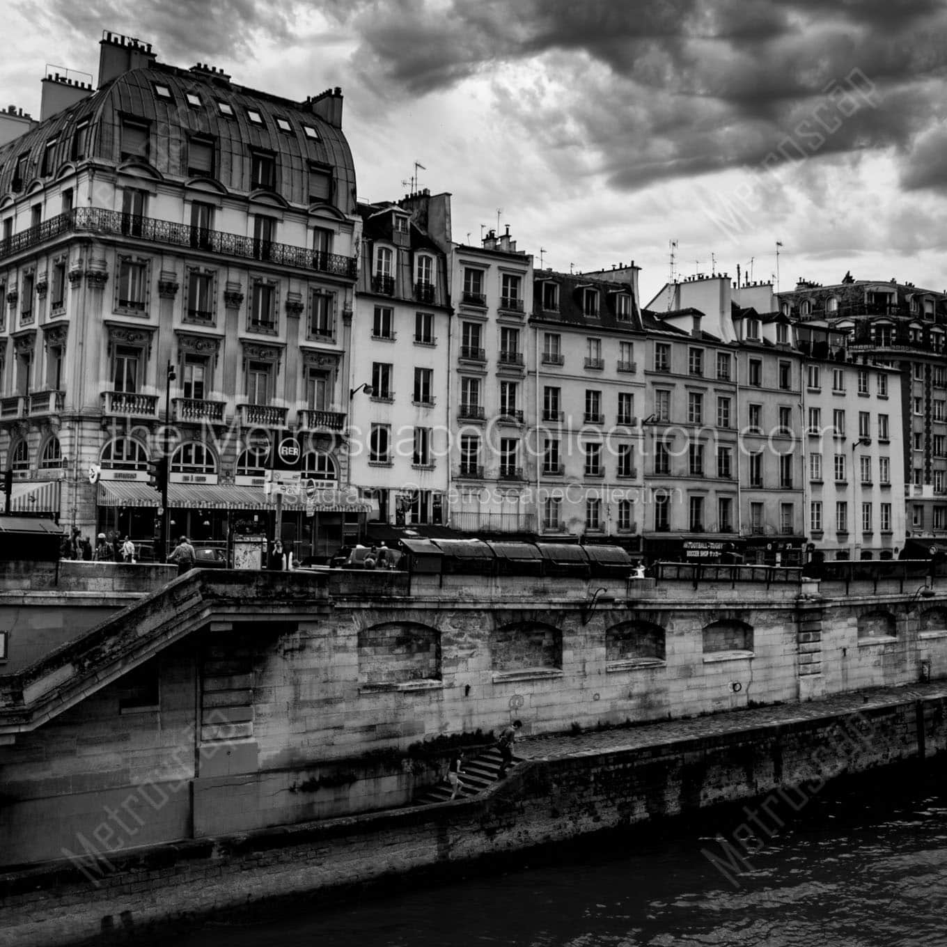 paris apartments along the river seine Black & White Office Art
