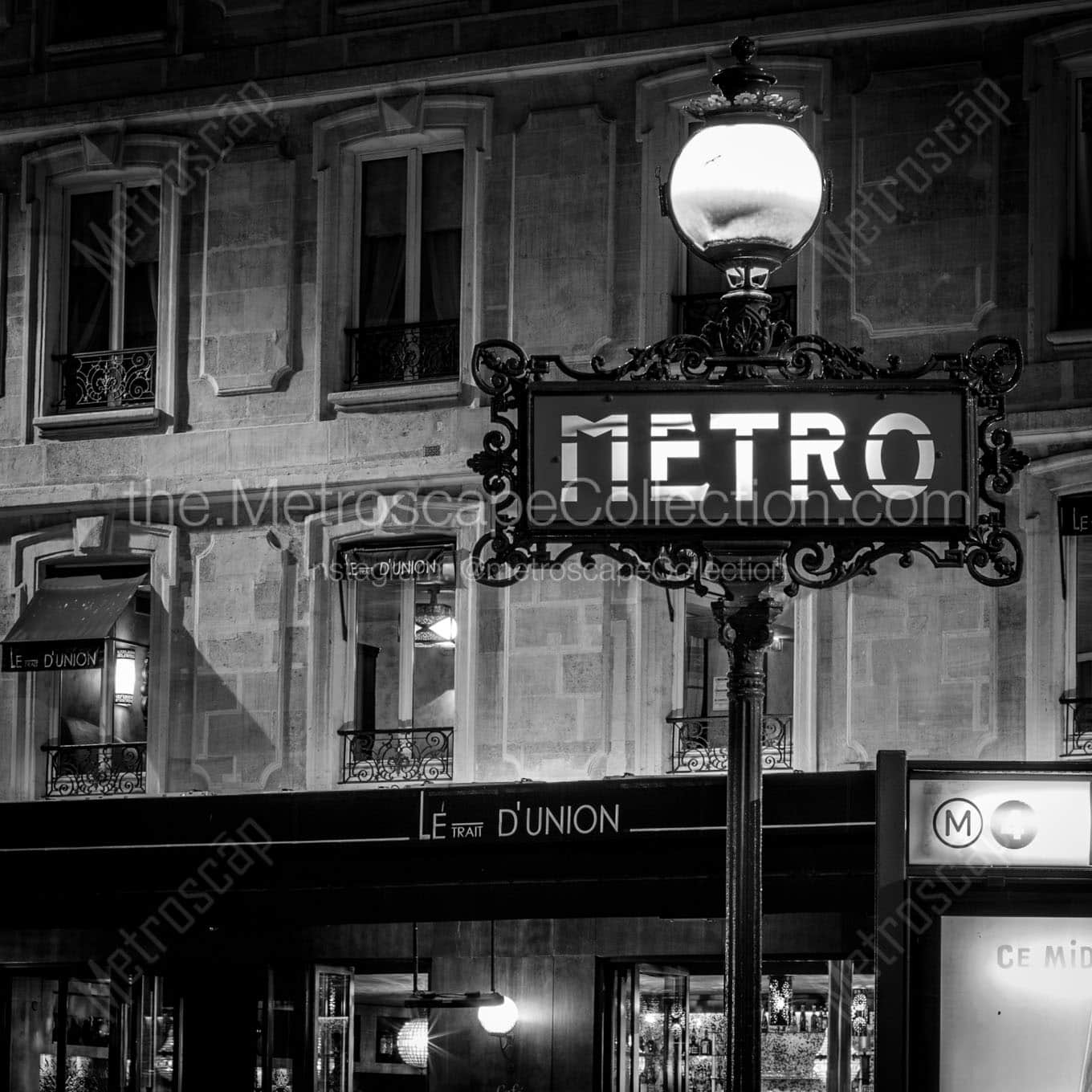paris metro sign Black & White Office Art