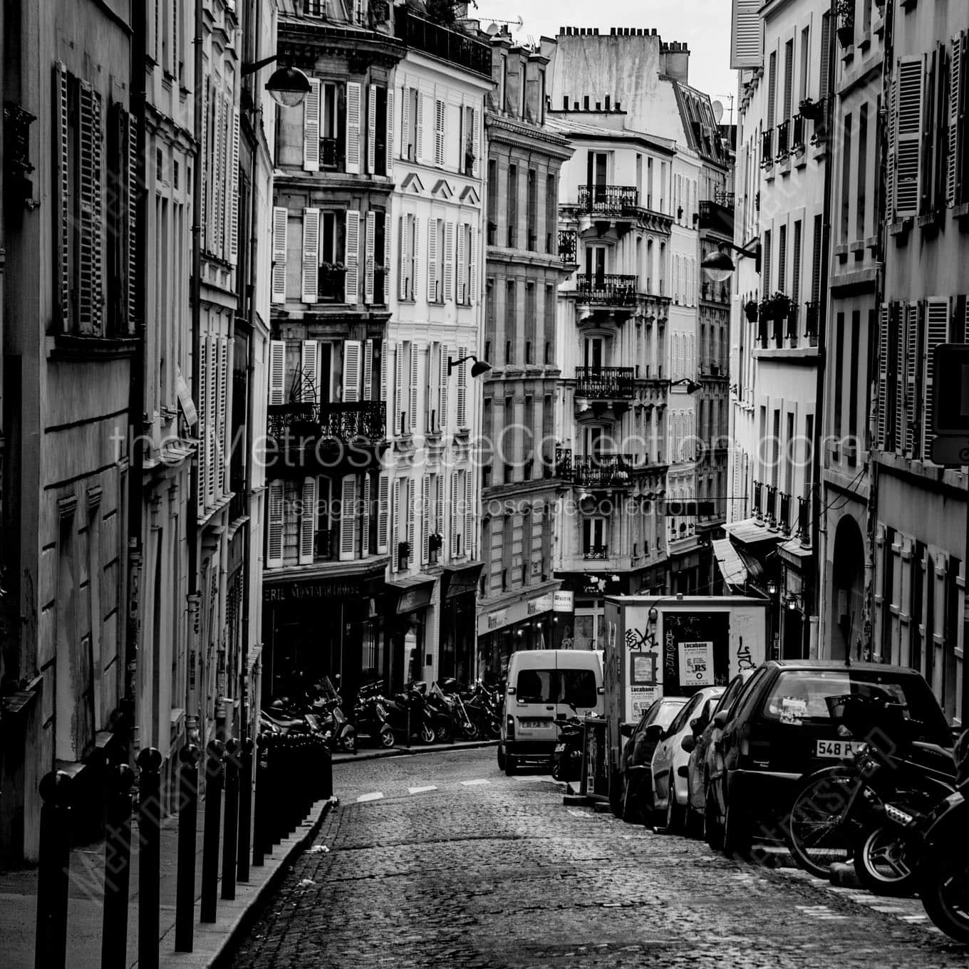 parisian street on montmartre Black & White Office Art