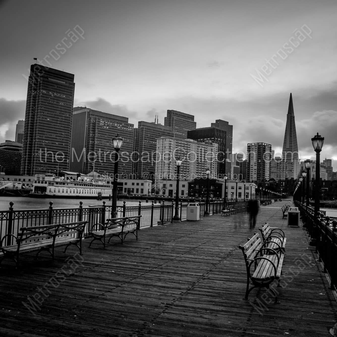 park benches pier 7 Black & White Office Art