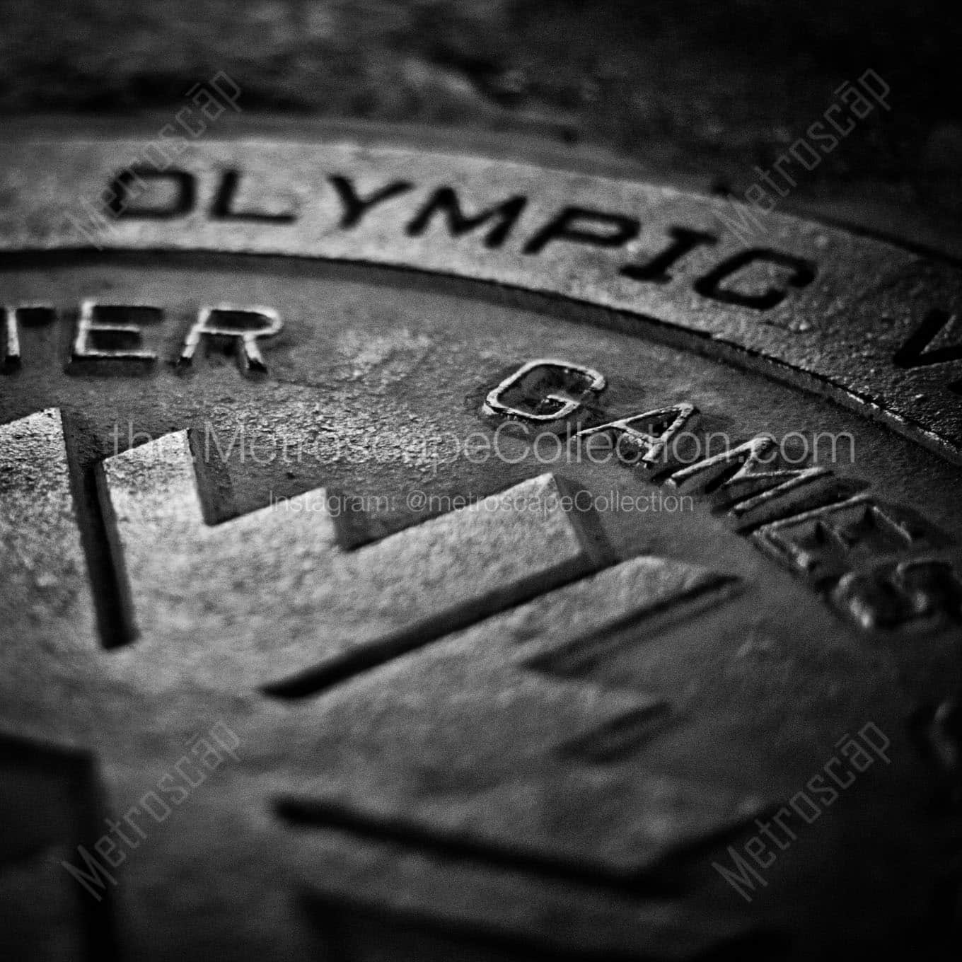 park city winter olympic games man hole cover Black & White Office Art