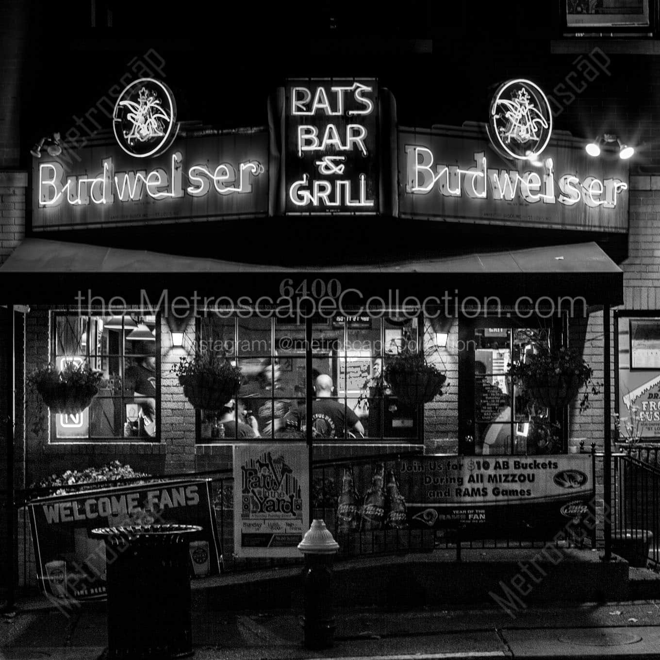 pats bar grill oakland ave Black & White Office Art