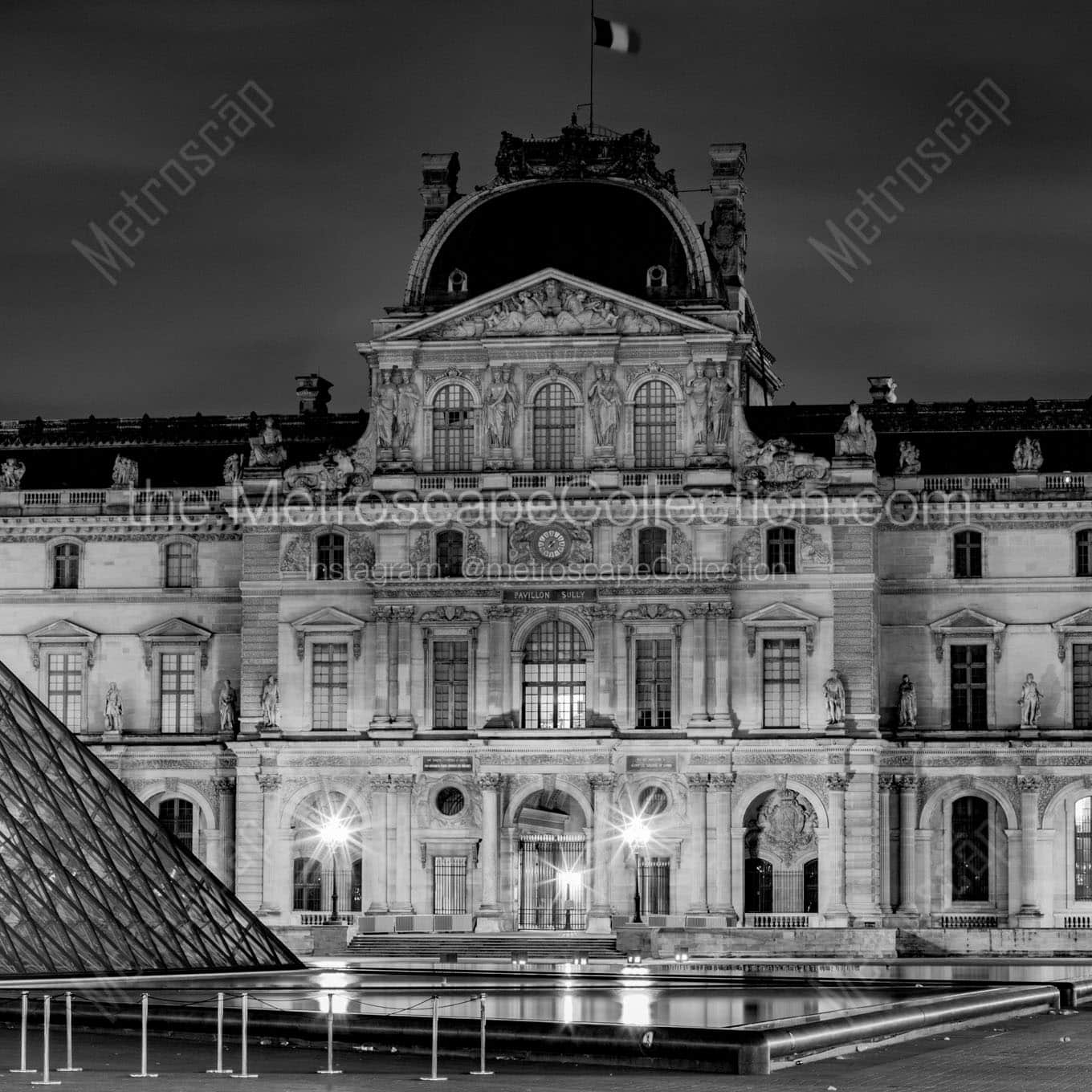 pavilion de l horloge cour carree Black & White Office Art