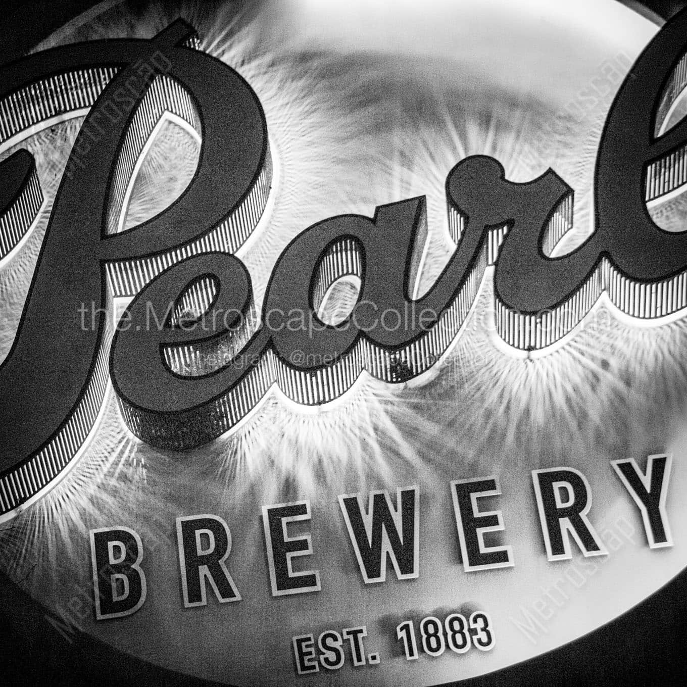 pearl brewery sign Black & White Wall Art