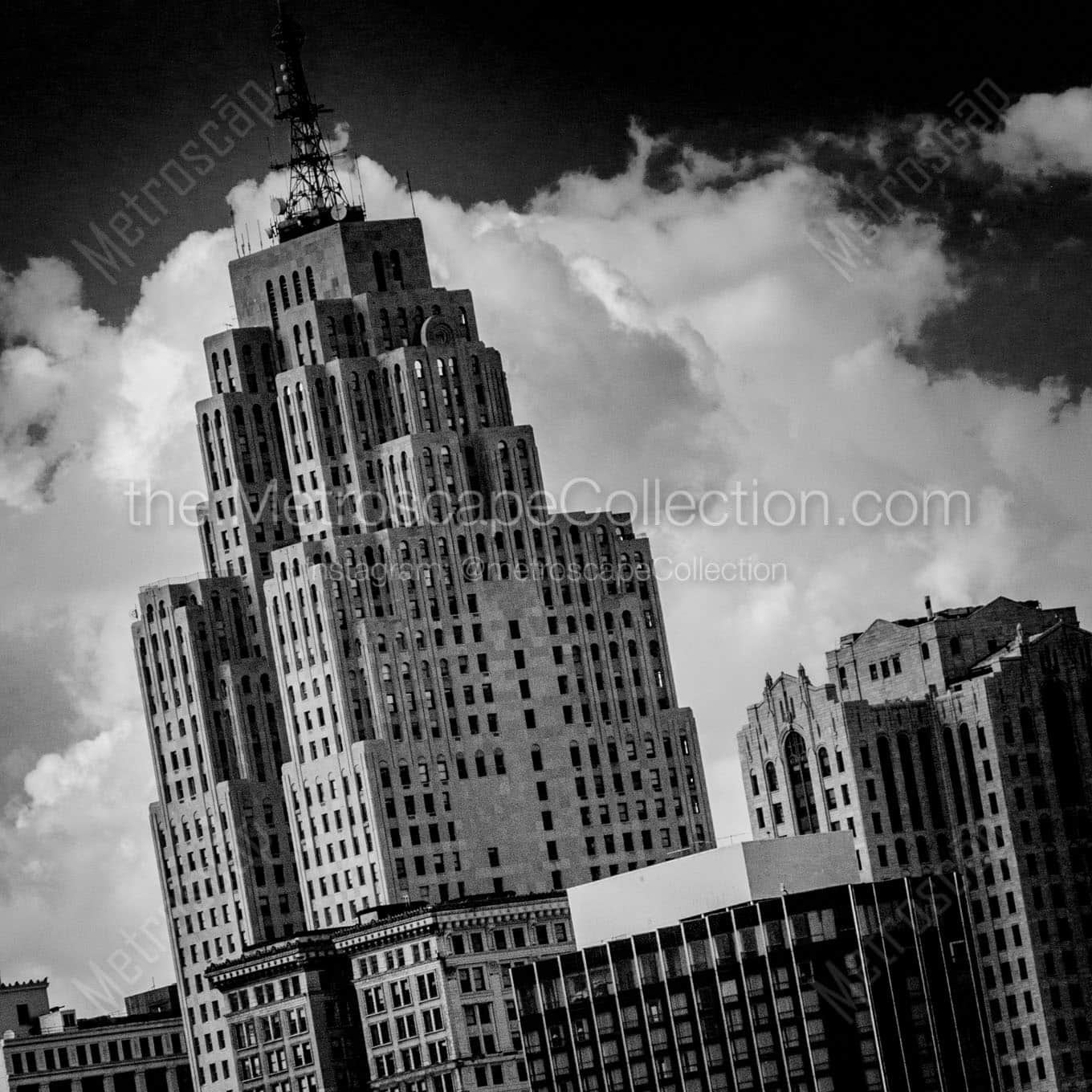 penobscot building Black & White Office Art