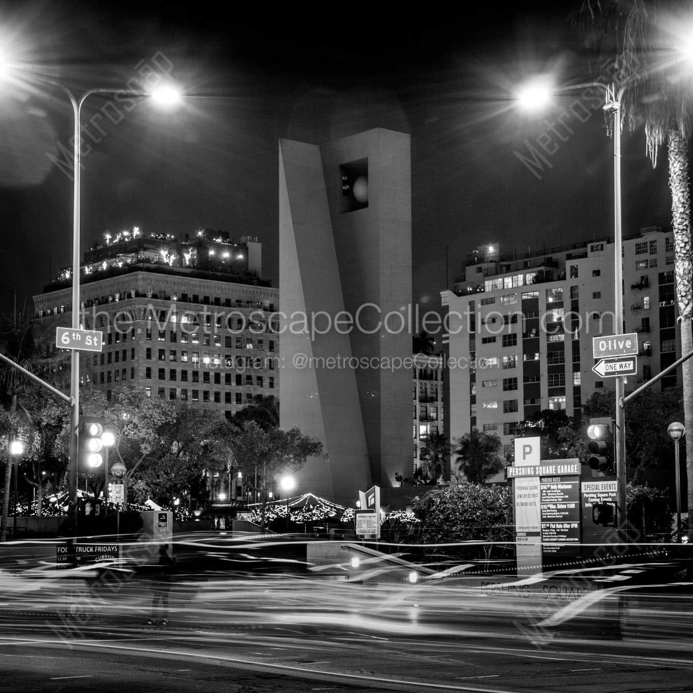 pershing square at night Black & White Office Art