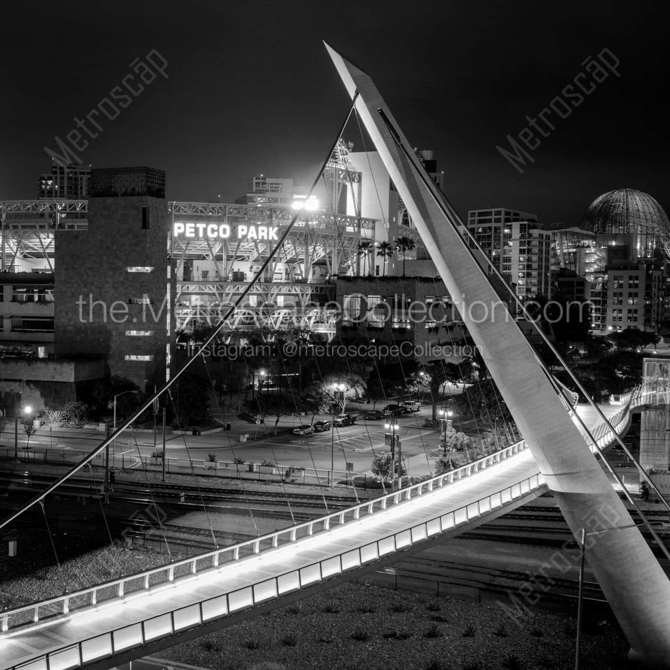 petco park harbor drive pedestrian bridge Black & White Office Art