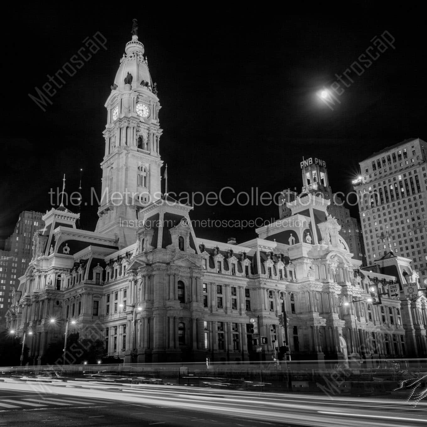 philadelphia city hall at night jfk plaza Black & White Office Art