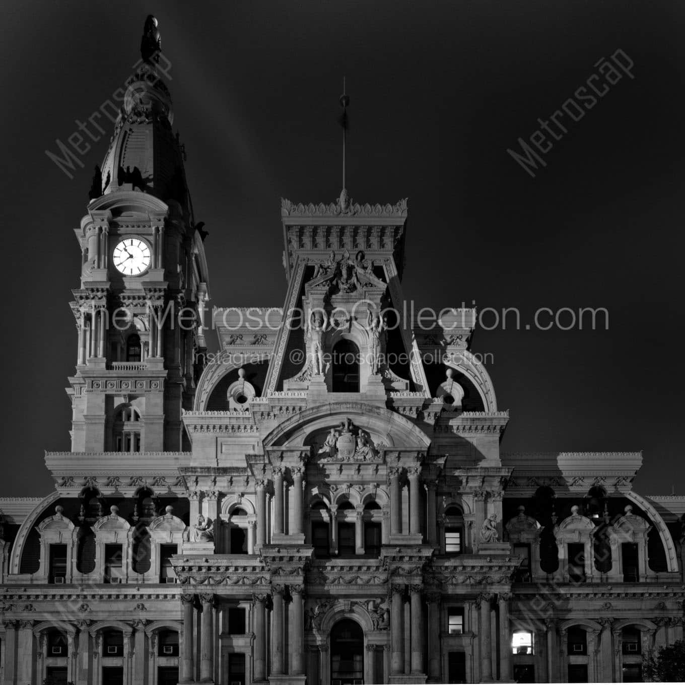philly city hall at night Black & White Office Art