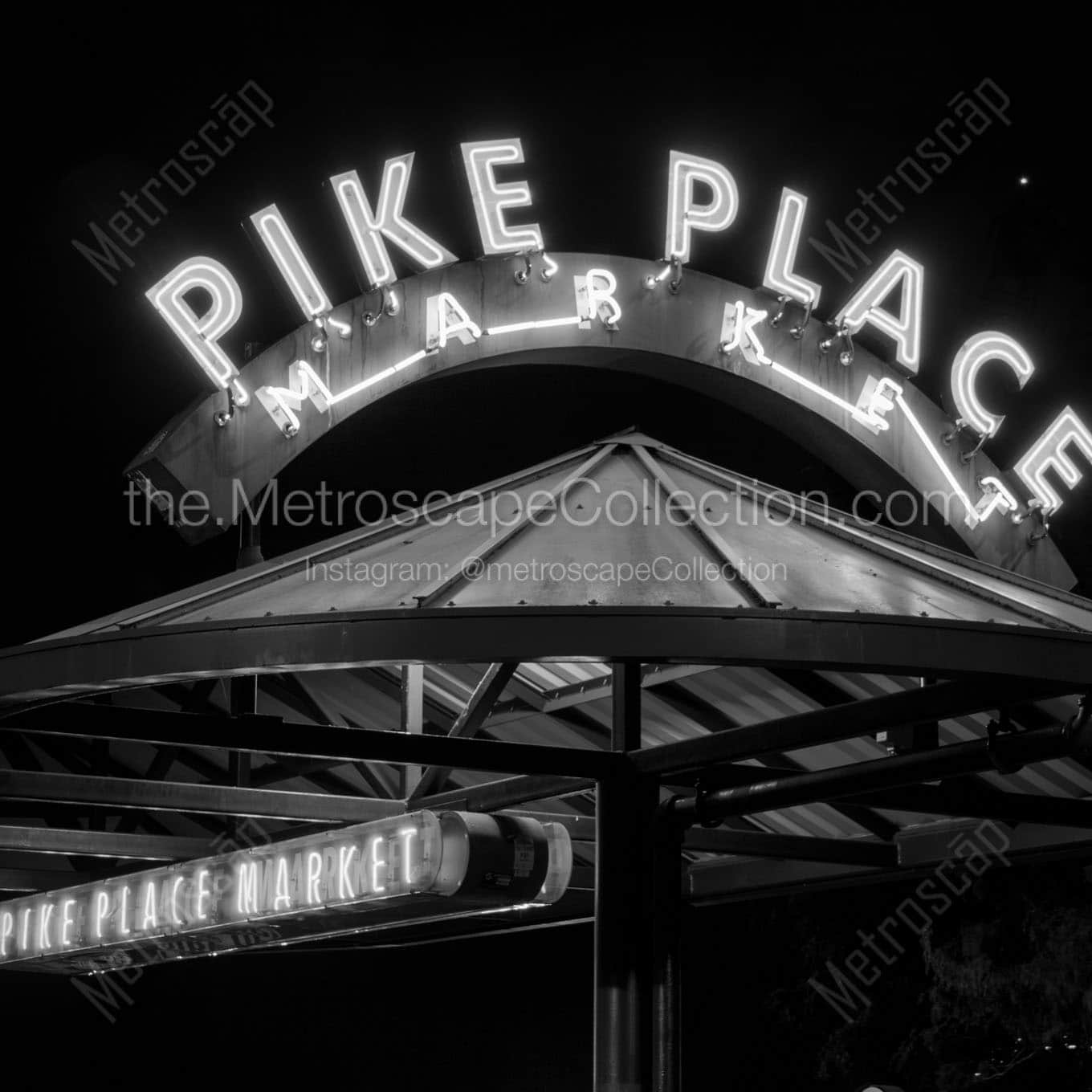 pike place market bus station Black & White Office Art
