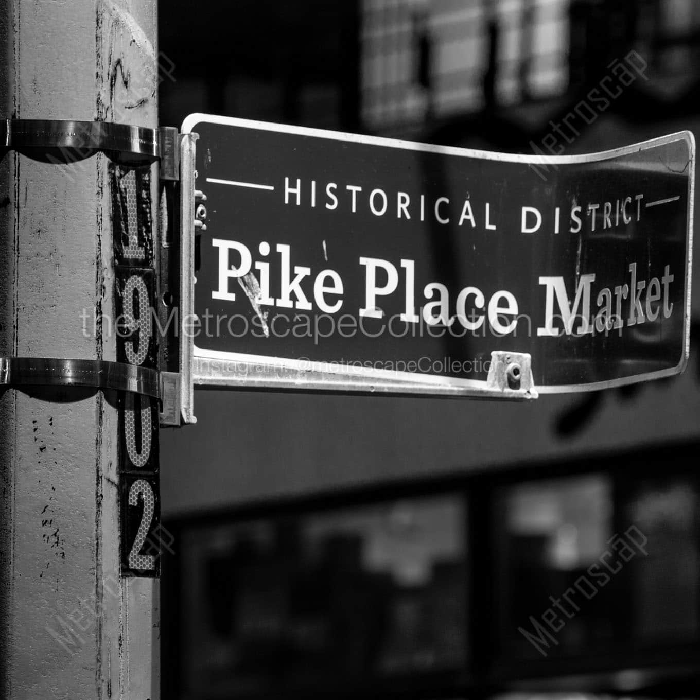pike place market historical district sign Black & White Office Art