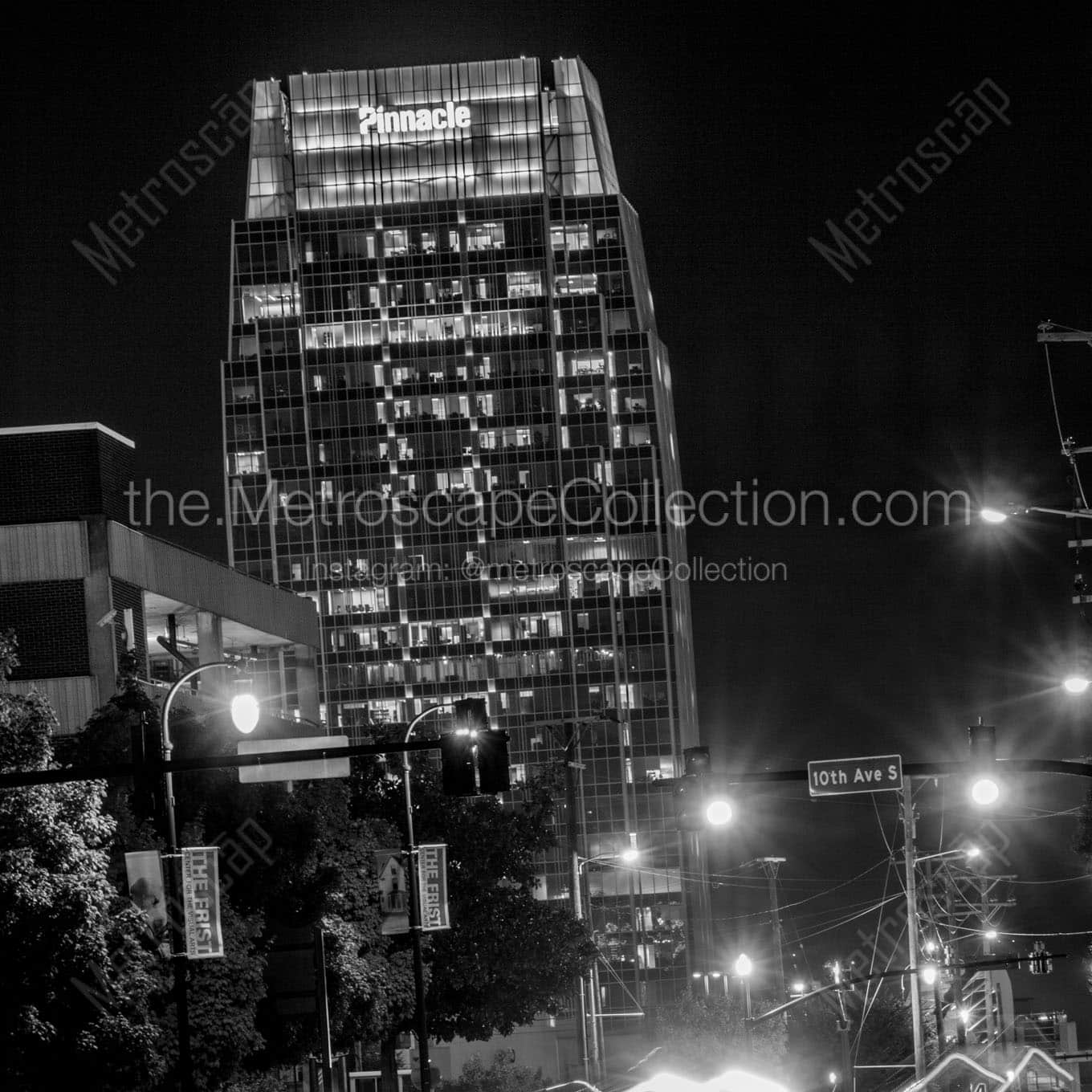 pinnacle building at night Black & White Office Art