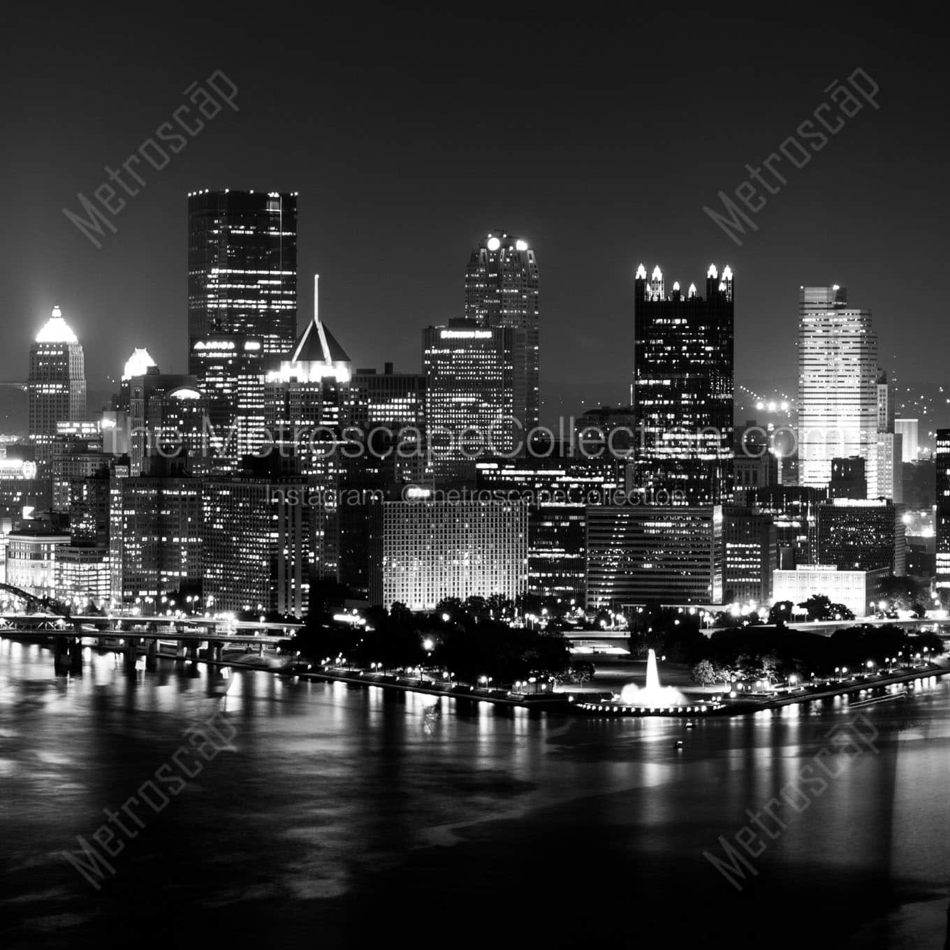 pittsburgh skyline from west end overlook Black & White Office Art