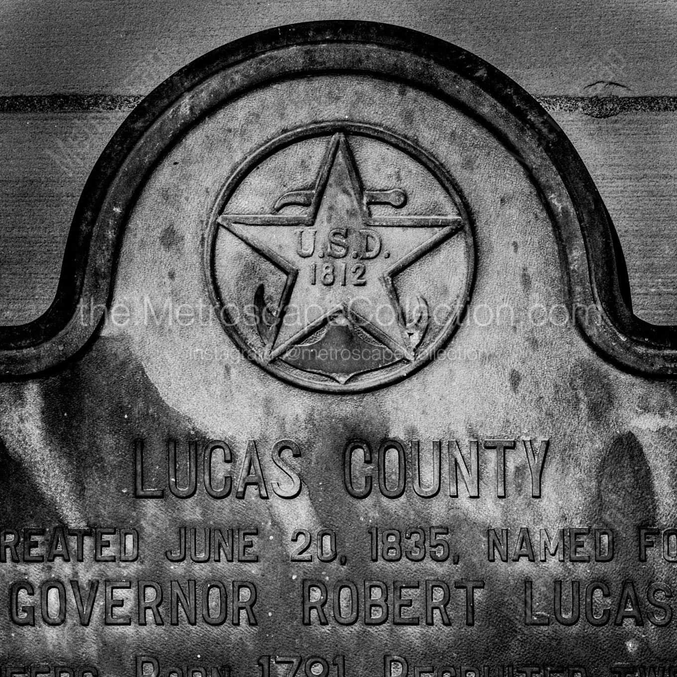 plaque lucas county courthouse Black & White Office Art