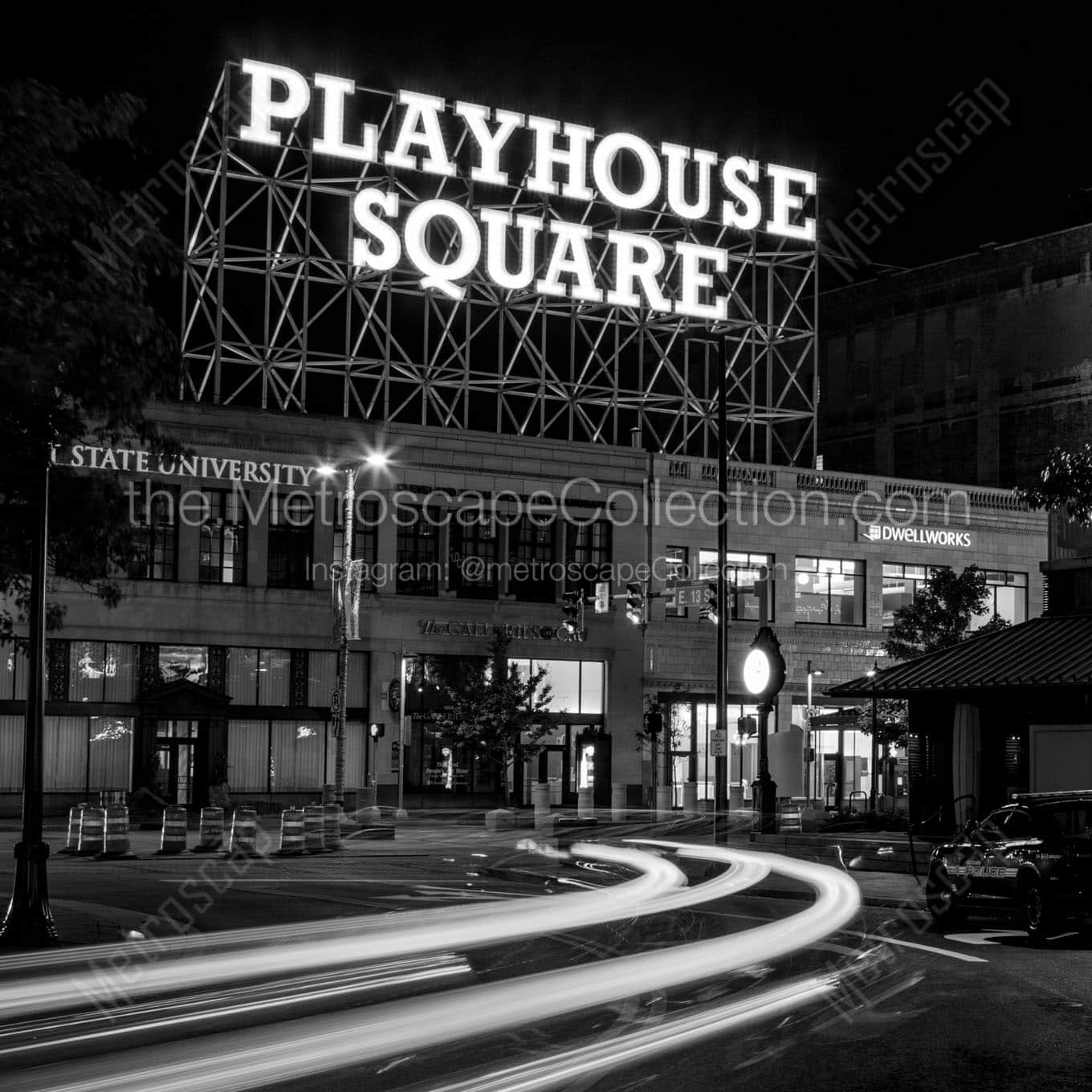 playhouse square at night Black & White Office Art