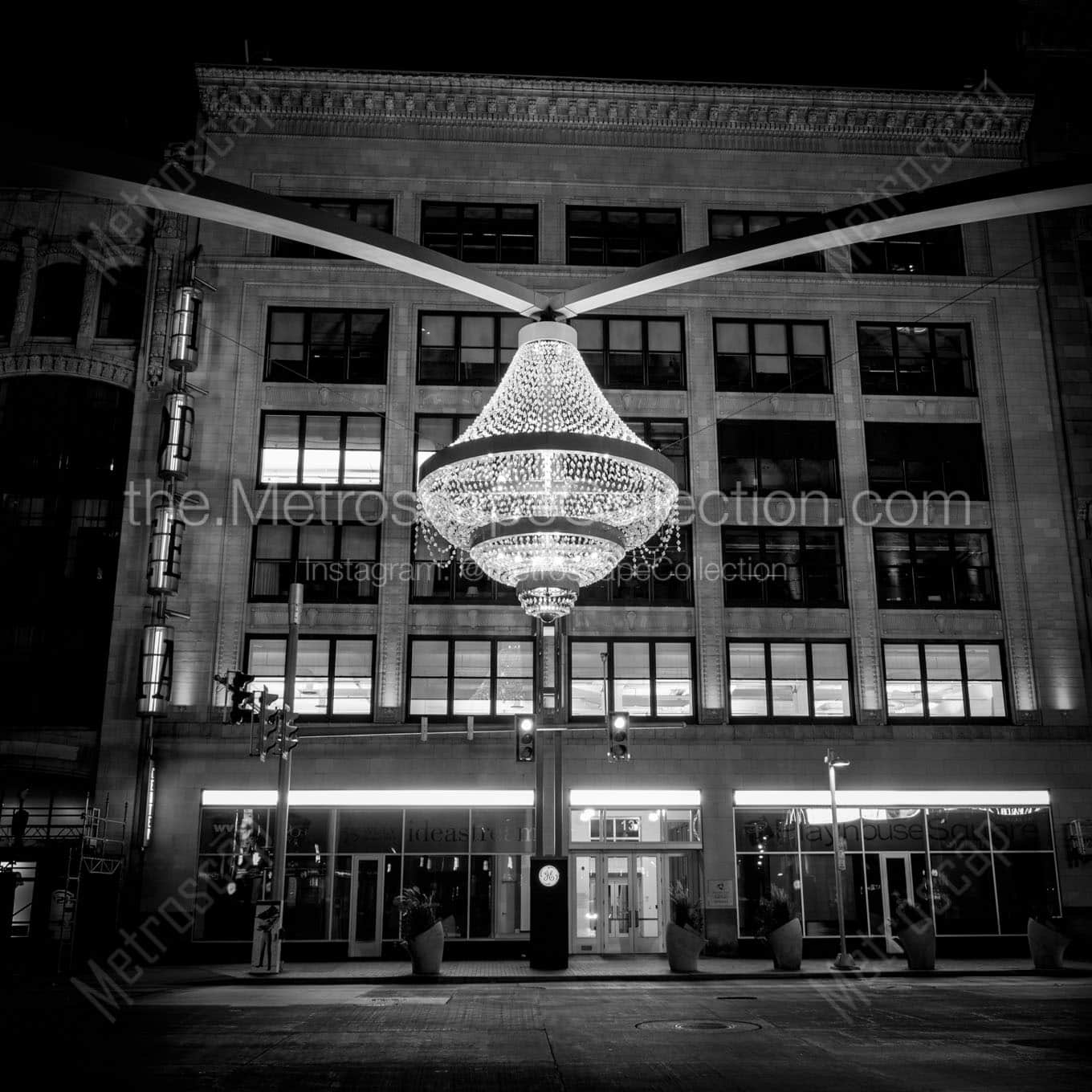 playhouse square chandelier at night Black & White Office Art