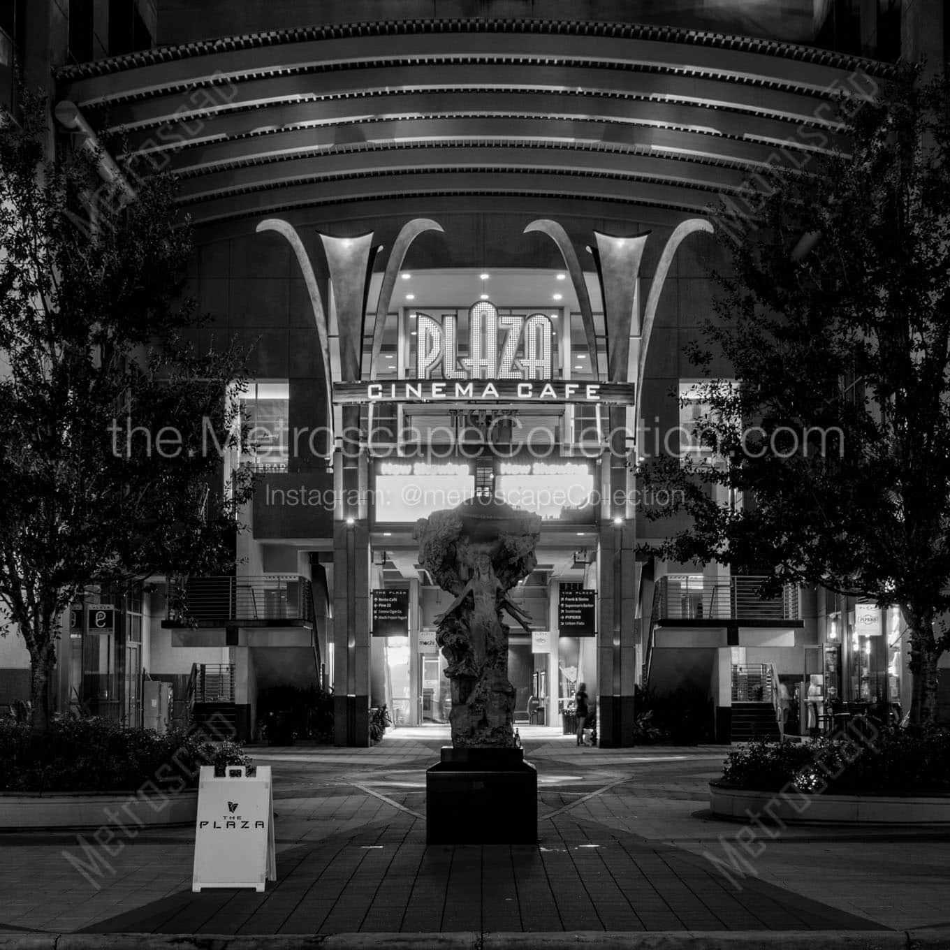 plaza cinema cafe at night Black & White Office Art