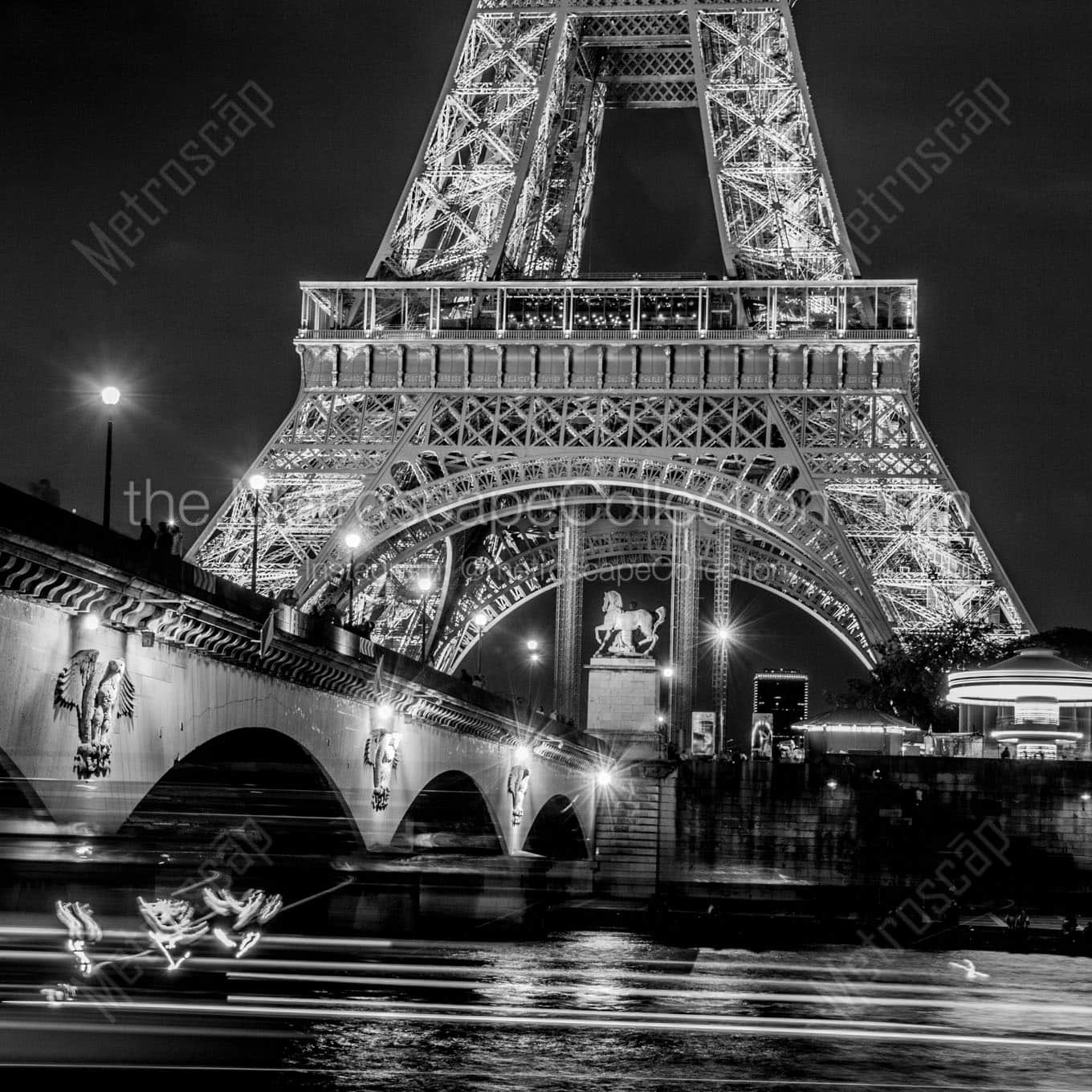 pont d iena bridge at night Black & White Office Art