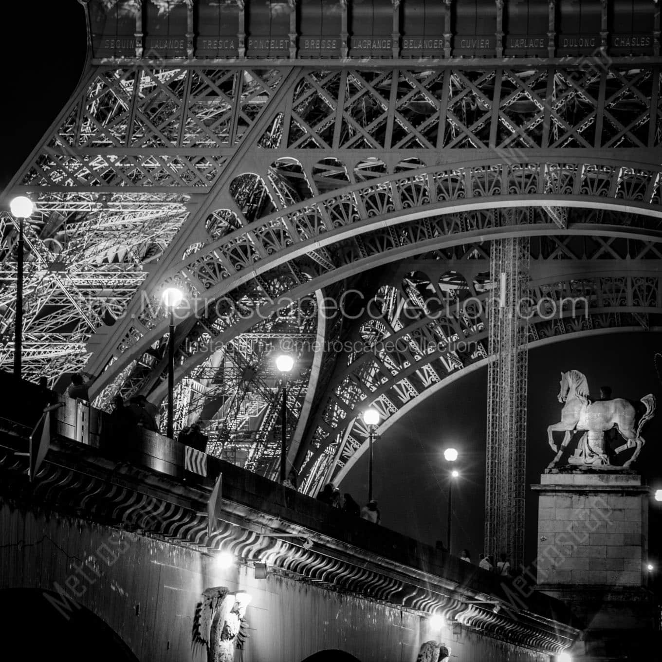 pont d iena bridge base of eiffel tower Black & White Office Art