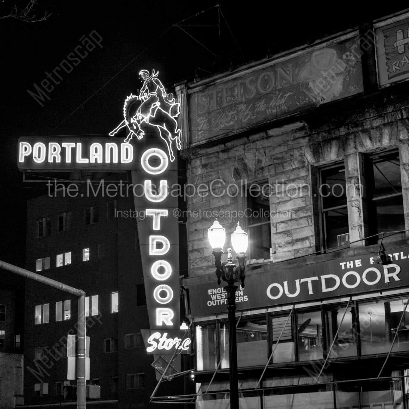 portland outdoor store neon sign Black & White Office Art