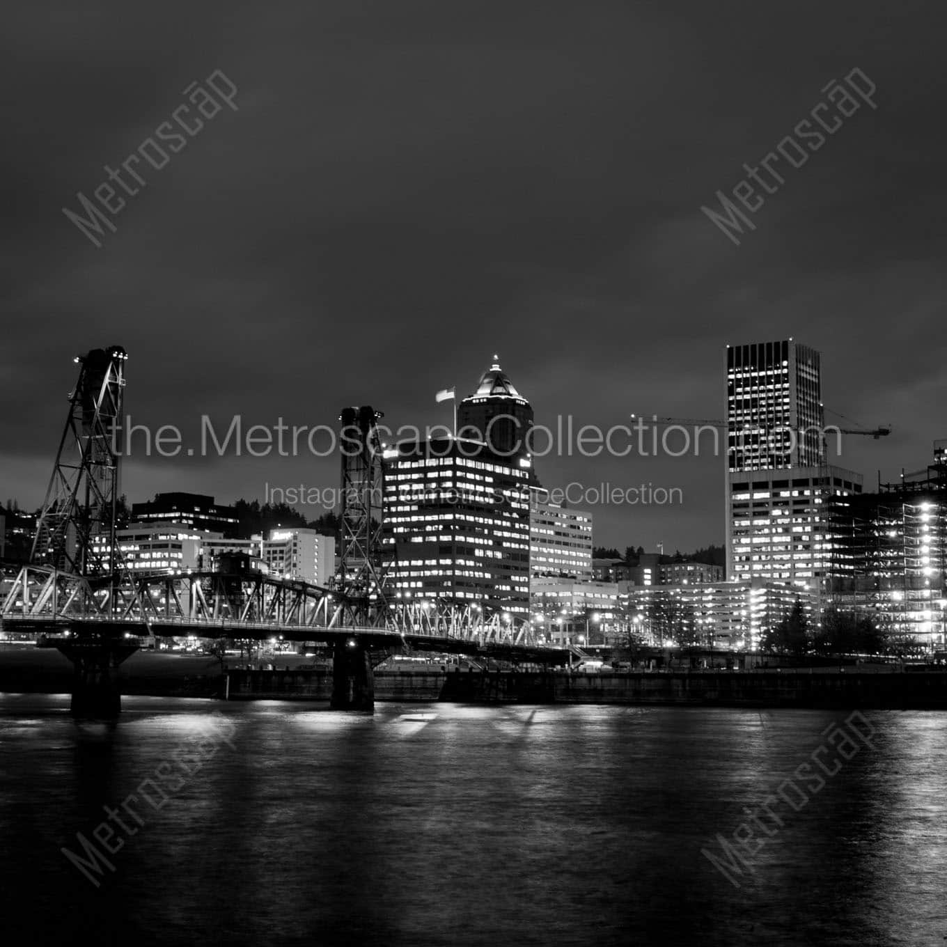 portland skyline eastbank esplande Black & White Office Art