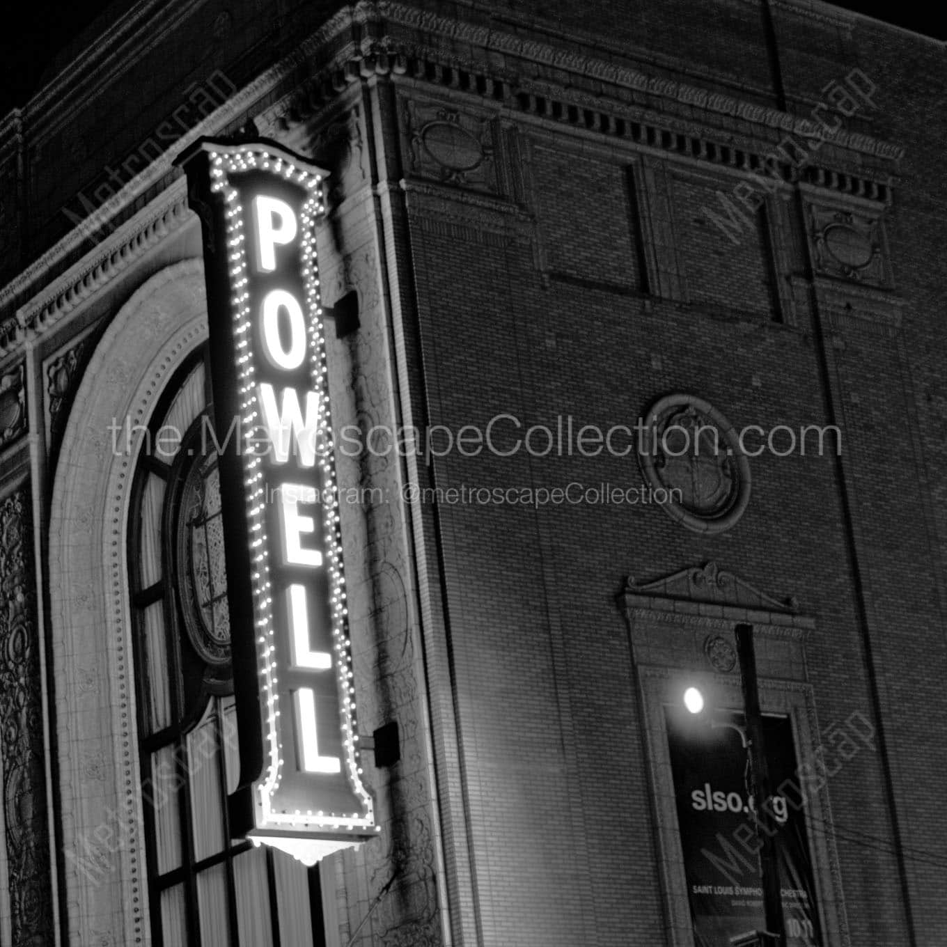 powell theater sign at night Black & White Office Art