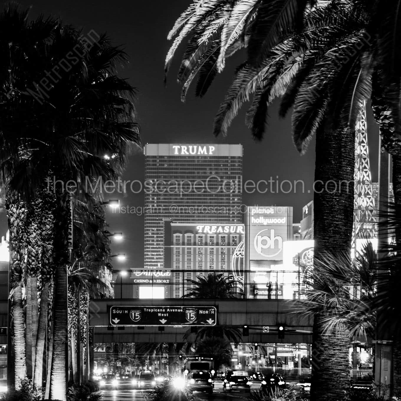 president trump hotel at night Black & White Office Art