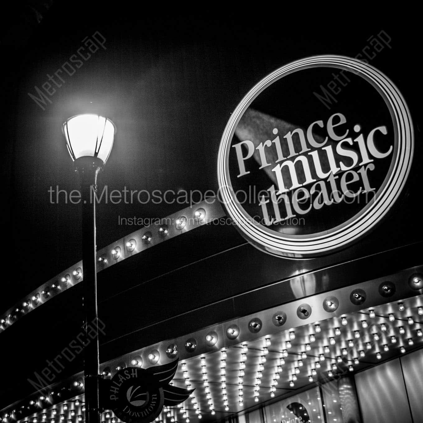 prince music theater chestnut street Black & White Office Art