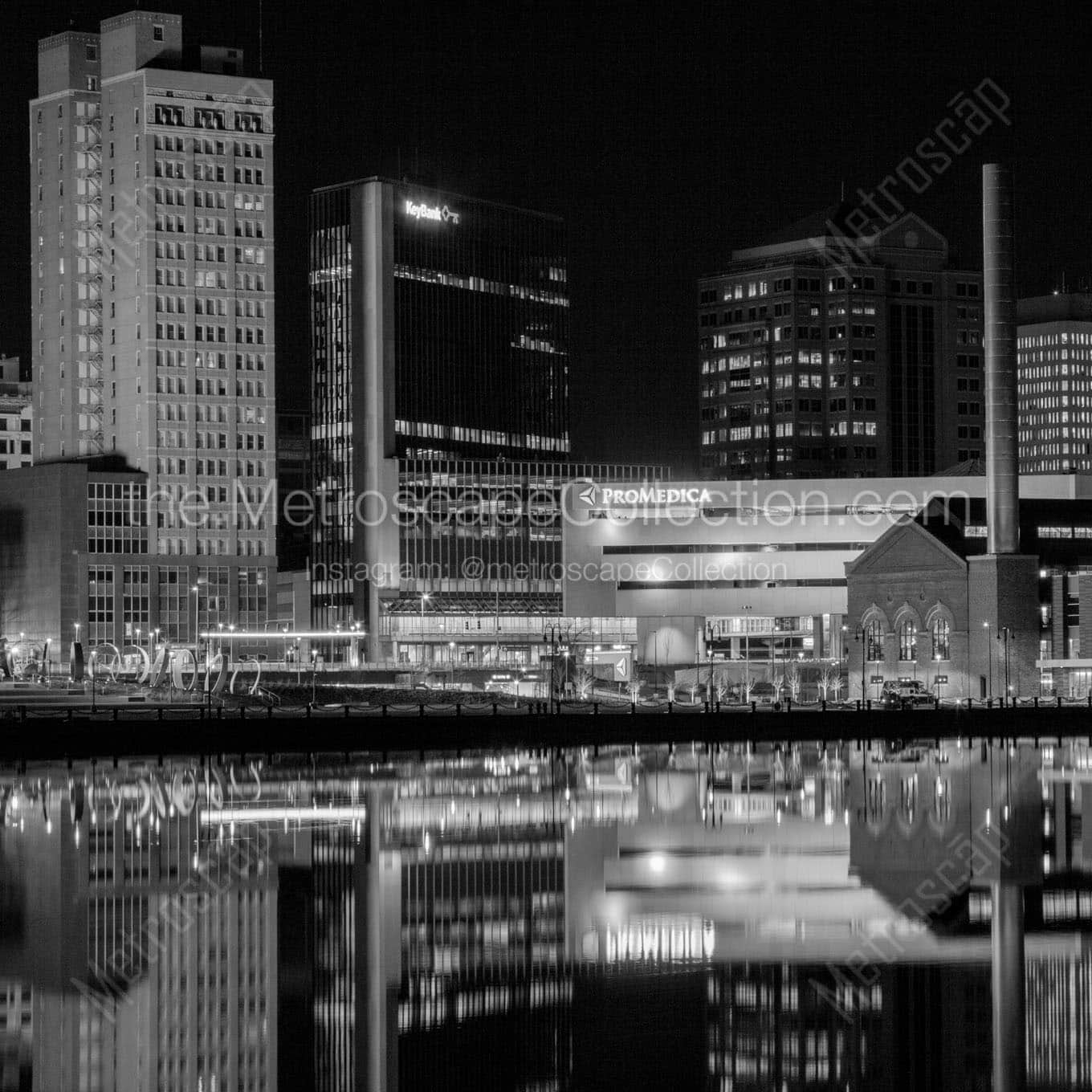 promedica campus smoke stacks at night Black & White Office Art