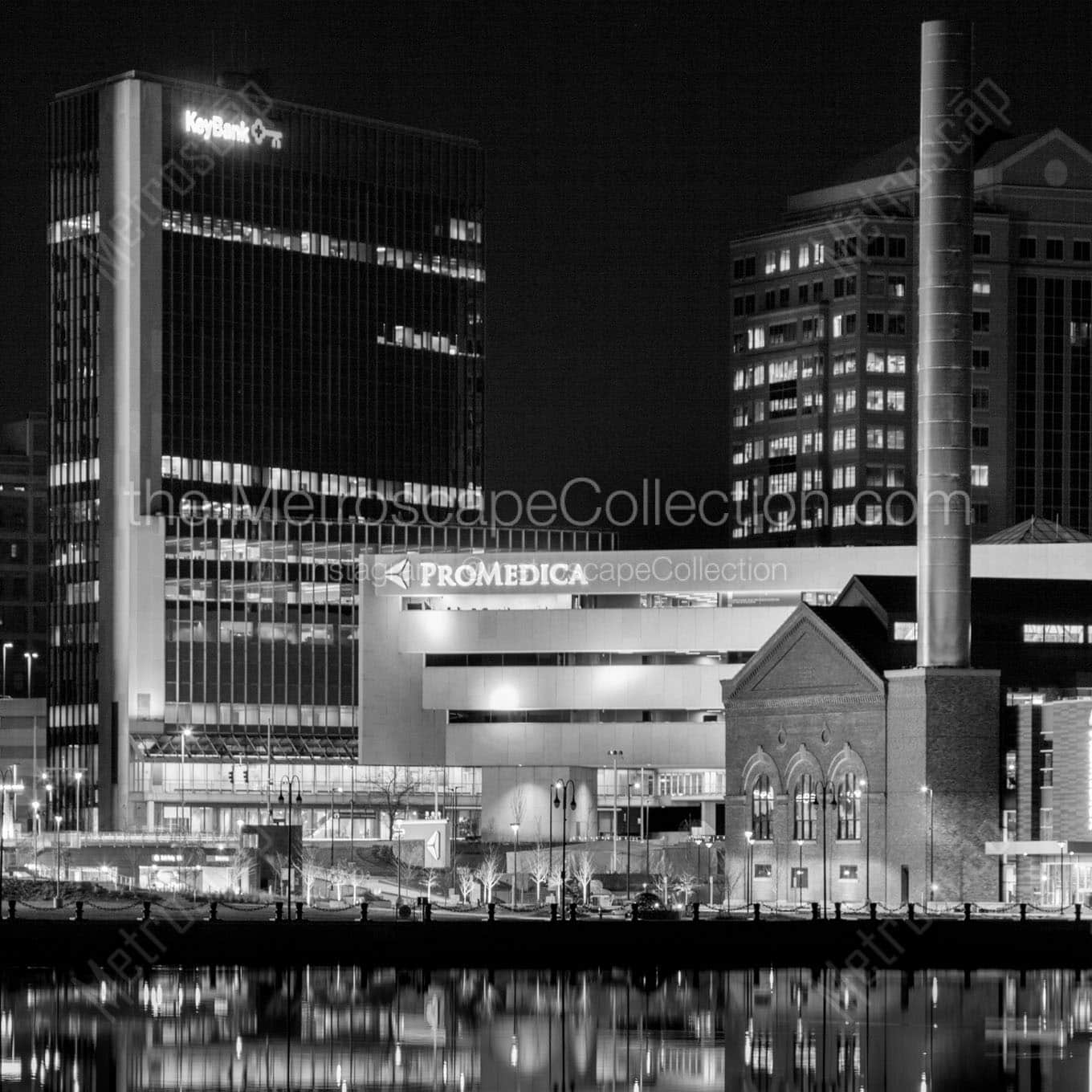 promedica downtown toledo at night Black & White Office Art