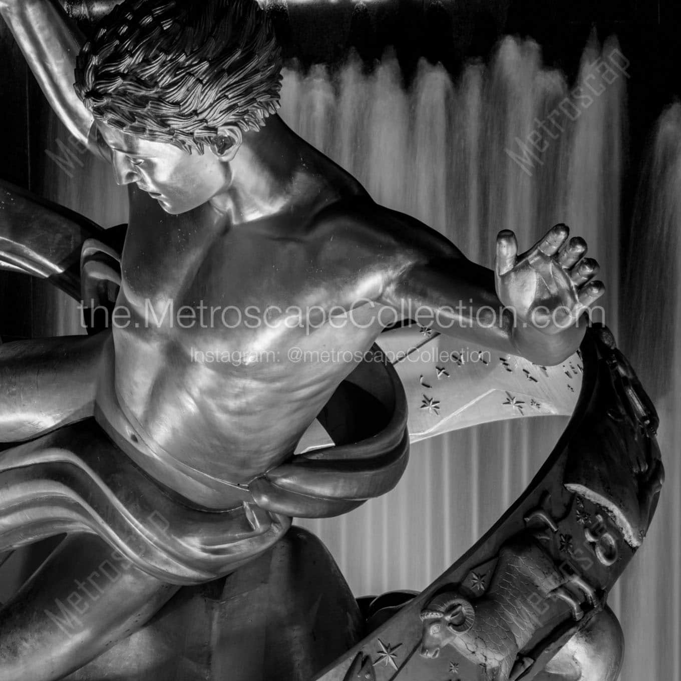 prometheus at night rockafeller center Black & White Office Art