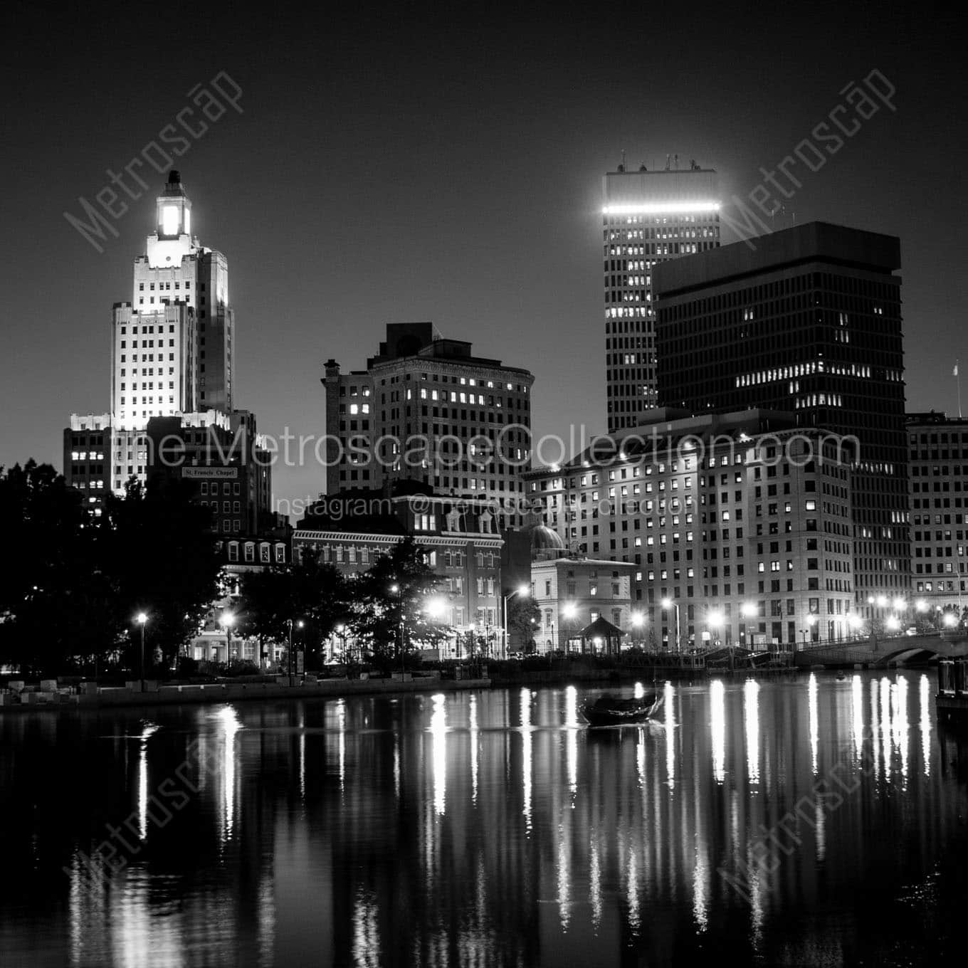 providence ri skyline gardner jackson park Black & White Office Art