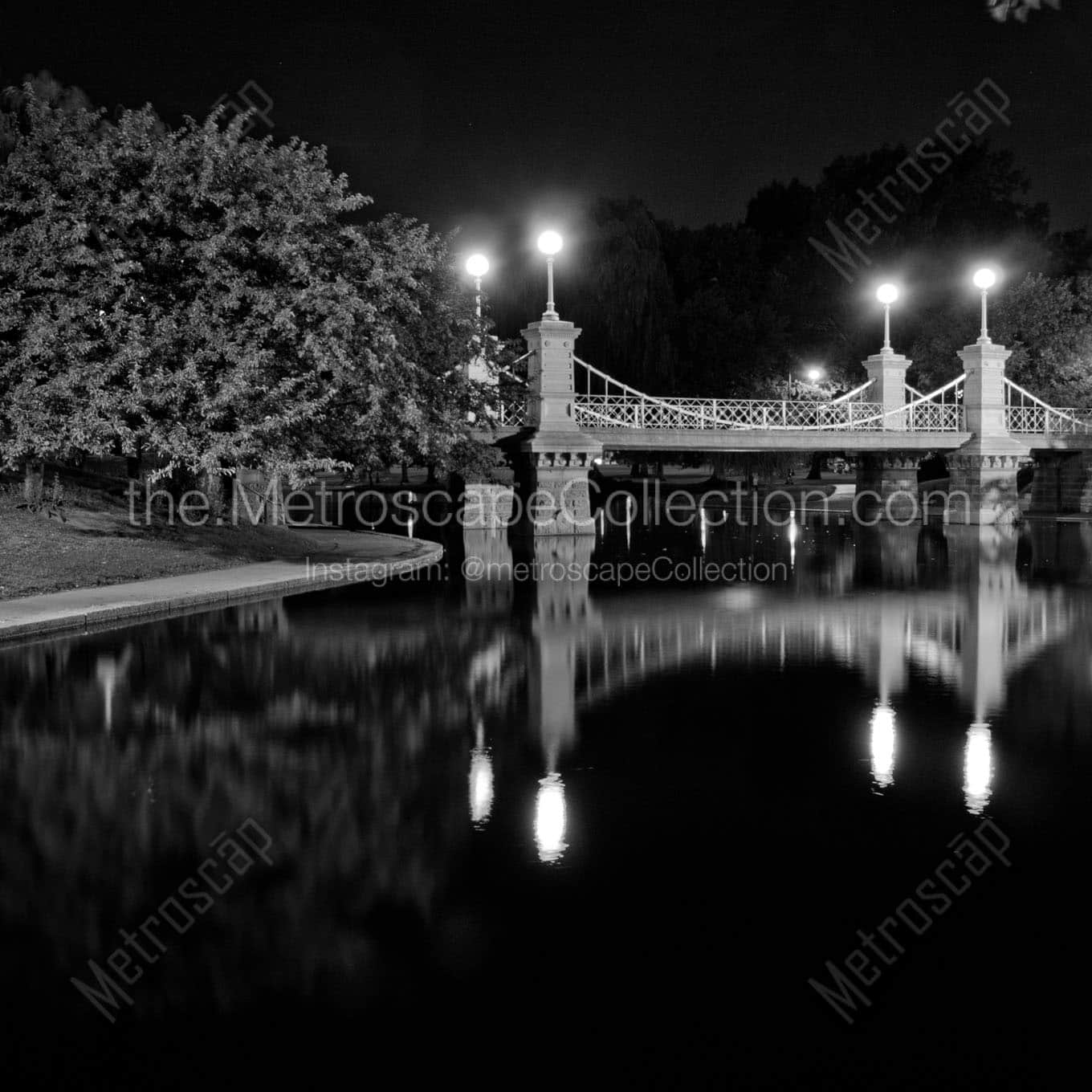 public garden suspension bridge Black & White Office Art
