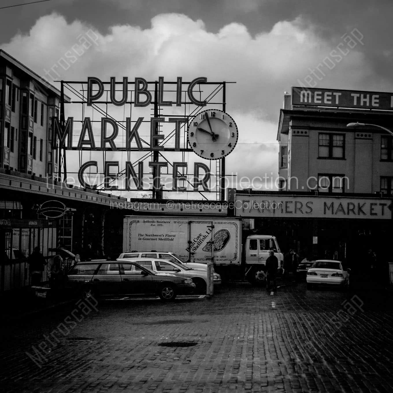 public market center sign Black & White Office Art