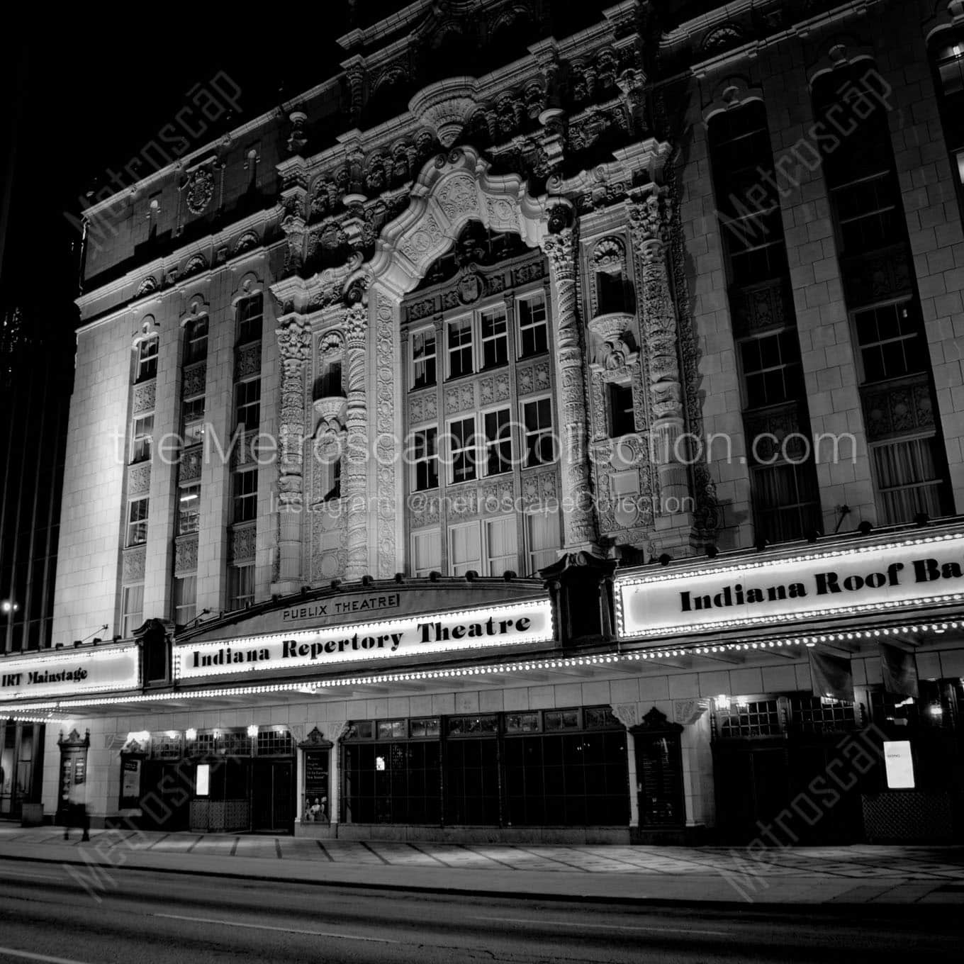 publix theater at night Black & White Office Art