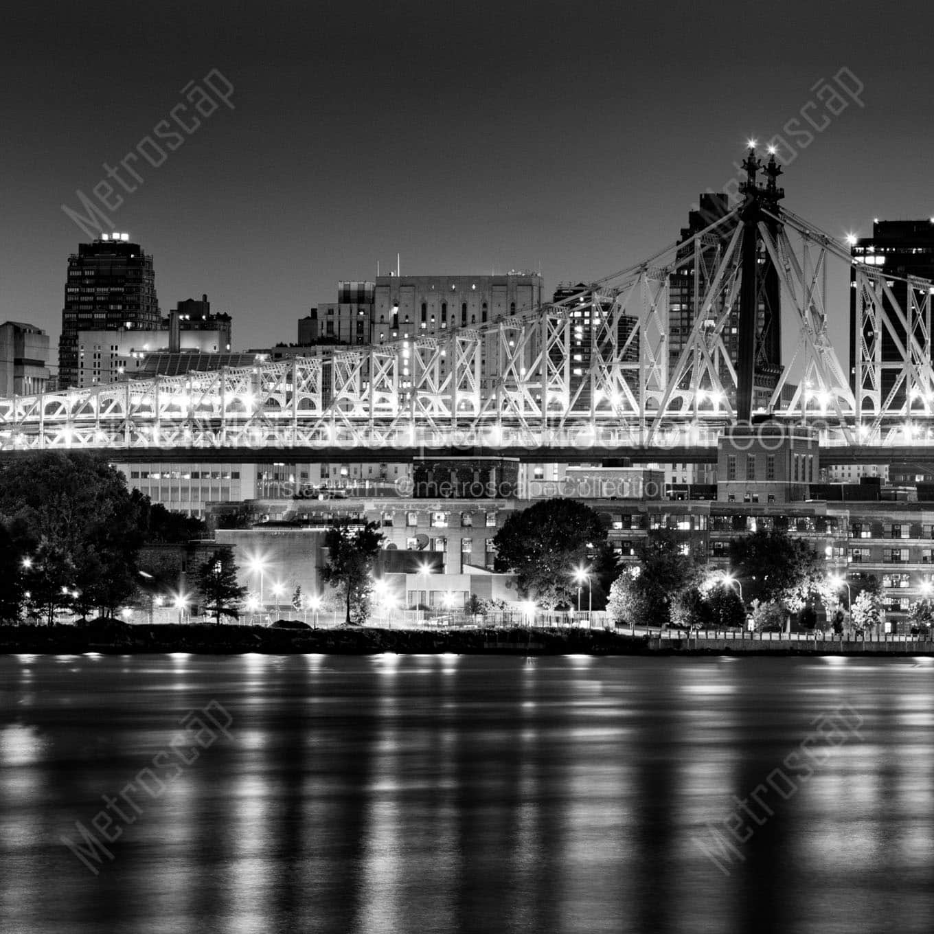 queensboro bridge at night Black & White Office Art
